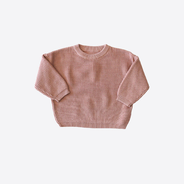 Kids Chunky Knit Organic Cotton Sweater - Rose