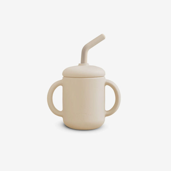 Leo 2-Handle Silicone Sippy Straw Cup - Oat