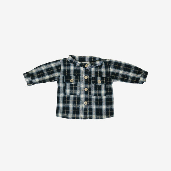 Cotton Flannel Shacket - Navy Plaid