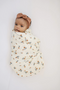 Cotton Muslin Swaddle Blanket - Cream Floral