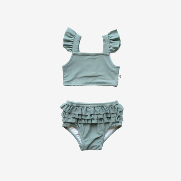 Recycled Poly 2-Piece Ruffled Swimsuit - Teal Green