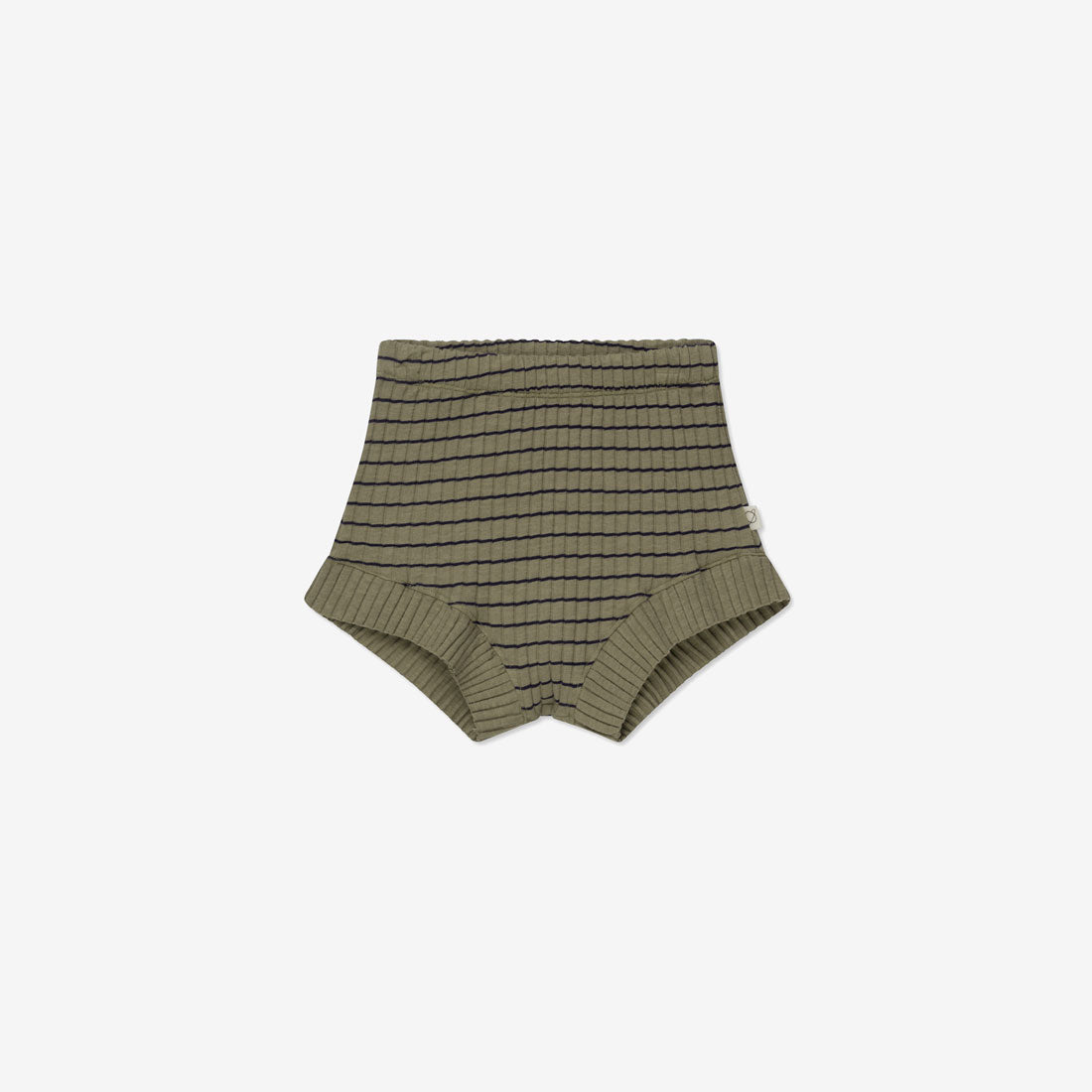 Abril Organic Rib Shorts - Khaki Stripe