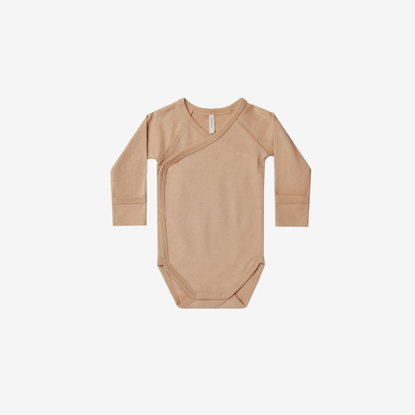 Organic Brushed Jersey Side-Snap L/S Bodysuit - Apricot