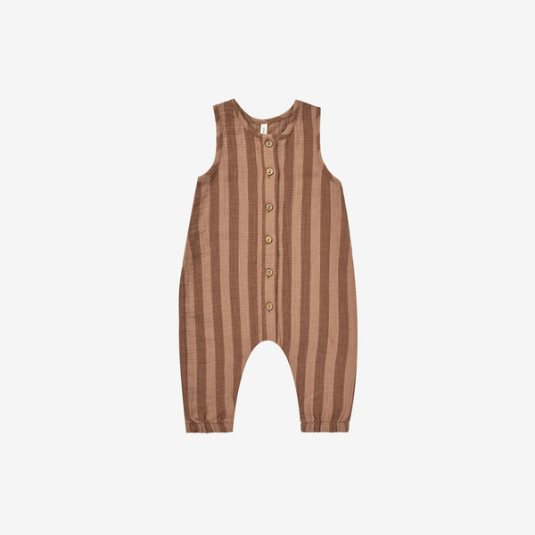 Organic Woven S/L Jumpsuit - Retro Stripe