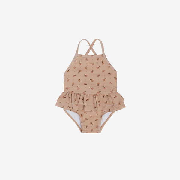 Recycled Nylon Pique Ruffled One-Piece Swimsuit - Apricot Tulip