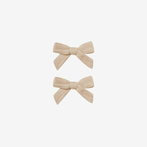 Cotton Hair Bow Clips Set - Shell