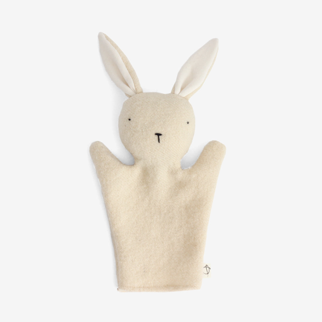 Handmade Upcycled Wool Bunny Puppet - White